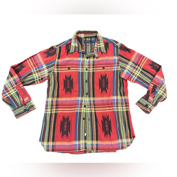Polo Ralph Lauren Red Aztec Beacon Southwestern Button Down Size XL - Picture 1 of 8